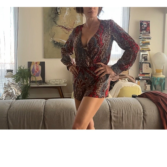 PLANET BLUE BLU MOON Romper Paisley Denim-esque BOHO Gypsy Beach XS/S fit - Picture 3 of 13